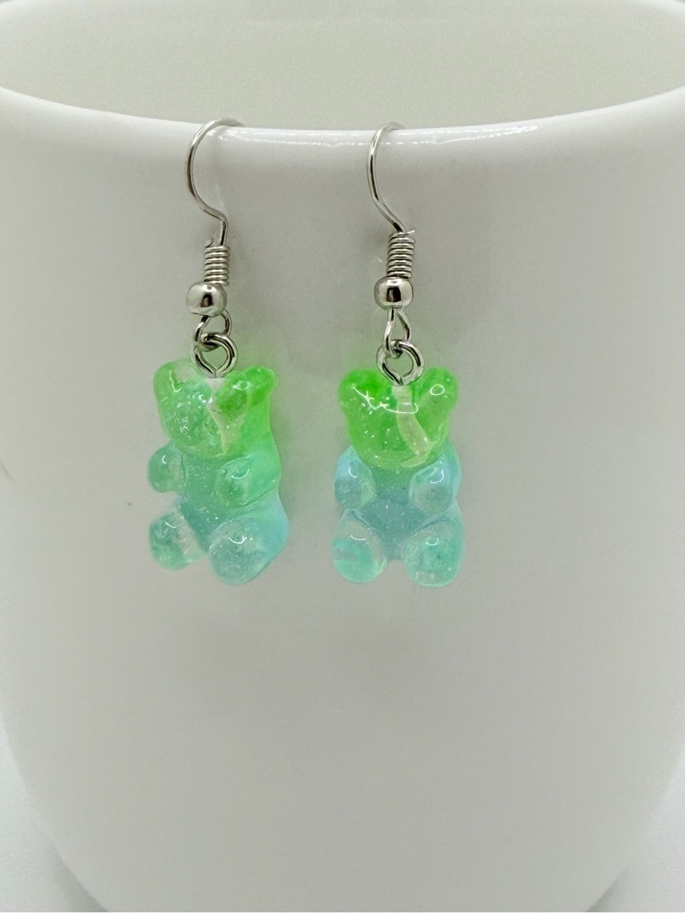 5 for $30 ✨ Green and Blue Gummy Bear Earrings Handmade Y2K Festival Jewelry
